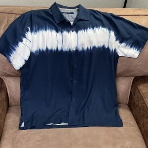 Tommy Bahama Blue and White Tie-Dye Button Down Shirt